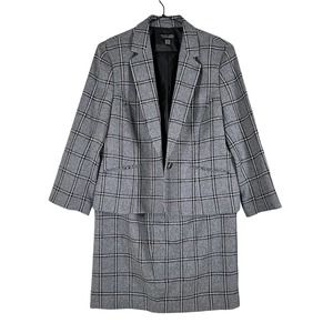 Black Label by Evan Picone Skirt Suit Set Gray Black Size 14 Blazer Skirt
